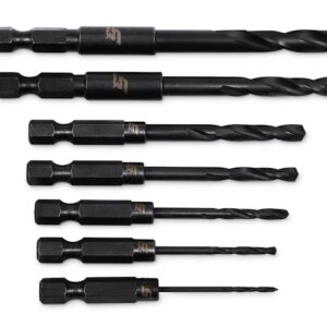 7 pc Hex Shank Machine Screw Length Drill Bits Set (1/16-1/4")
