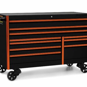 68" 10-Drawer Double-Bank EPIQ™ Series Roll Cab with SpeeDrawer (Gloss Black w/Orange Valor Trim and Blackout Details)