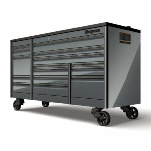 84" 15-Drawer Triple-Bank EPIQ™ Series Bed Liner PowerTop™ with LED Light Roll Cab with PowerDrawer (Storm Gray with Black Trim and Blackout Details)