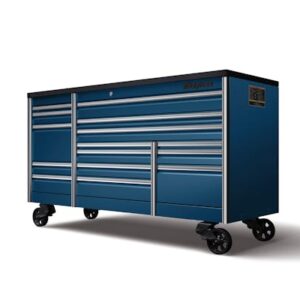 84" 15-Drawer Triple-Bank EPIQ™ Series Bed Liner Top Roll Cab with PowerDrawer (Midnight Blue, Titanium Trim with Blackout Details)
