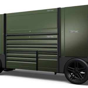 Double-Bank EPIQ™ Utility Vehicle with SpeeDrawer and PowerLocker (Combat Green, Black Trim with Bed Liner Top and Fenders)