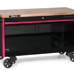60" One-Drawer Single-Bank EPIQ™ Series Workbench with Hardwood Top (Gloss Black with Pink Trim)