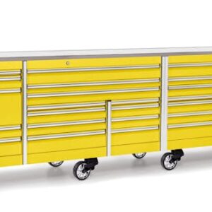 144" 26 Drawer Five Bank EPIQ™ Series Stainless Steel Top Roll Cab with PowerDrawer (Ultra Yellow)
