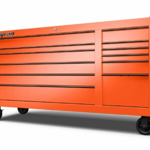 73" 12-Drawer Double-Bank Classic Series 96 Roll Cab (Electric Orange, Black Trim with Blackout Details)