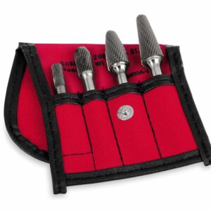 4 Pc Carbide Burr Set with Kit Bag
